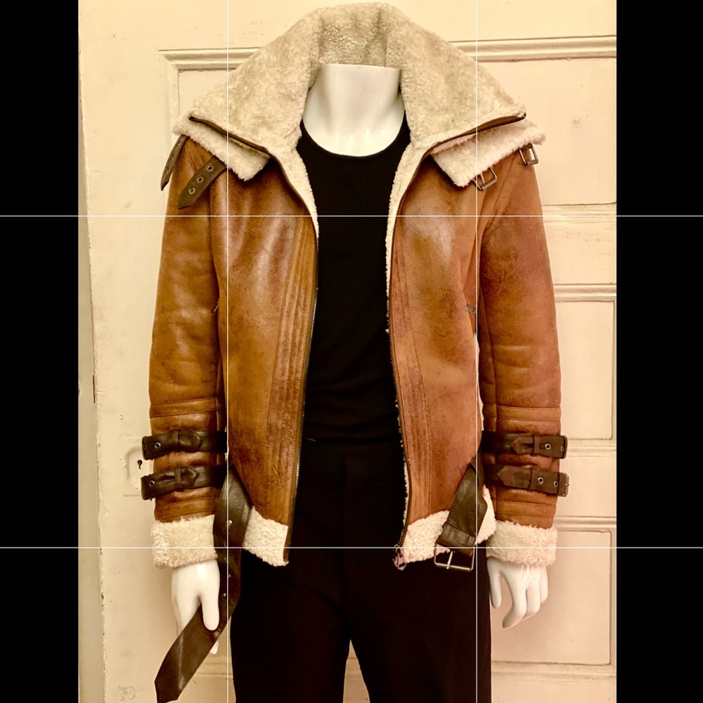 Zara Man Double Faced Faux Shearling Leather Bomber Jacket (Sold Out)